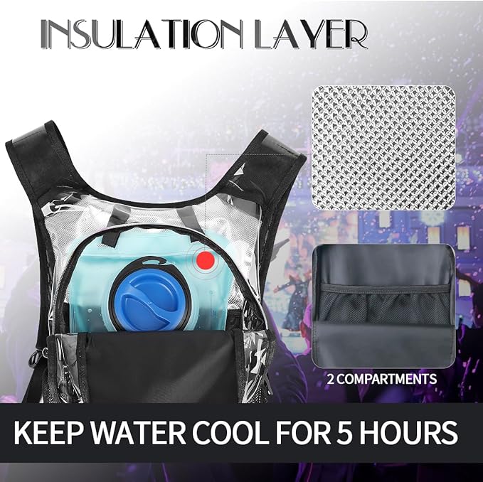 CITCAR Hydration Pack, Water Backpack with 3L Hydration Bladder Lightweight Insulation, Festival Essential, Rave Hydration Backpack, Hydropack Backpack for Rave, Hiking, Biking, Festival Gear