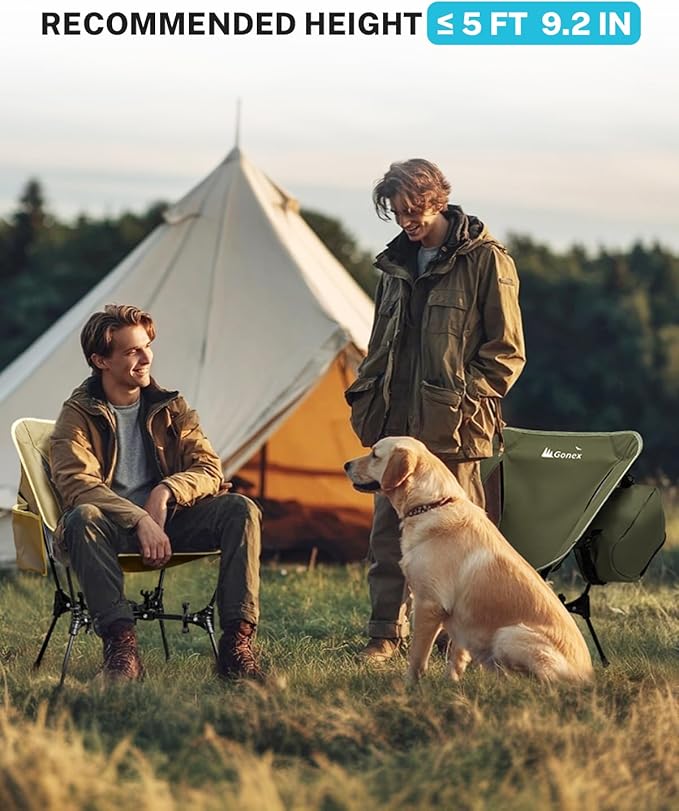 Gonex Portable Camping Chair, The 5th Gen Ultralight Compact Backpacking Foldable Lightweight Folding Chair for Outdoor Camp Hiking Beach Picnic Concert, Supports 330lbs (Army Green, 1 PCS)