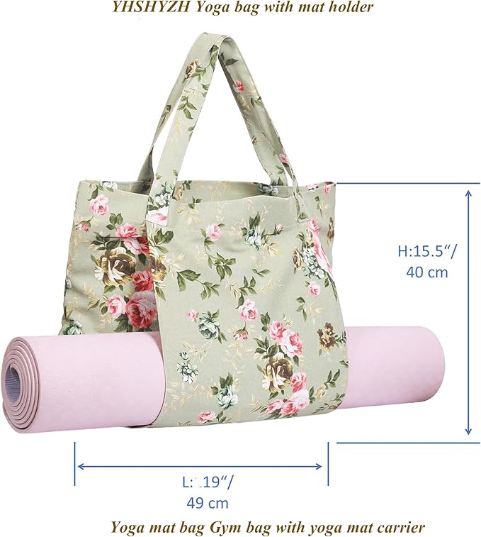 YHSHYZH Yoga Mats bag for Women, Canvas Bags for Yoga Mat & Blocks Women, Floral Gym Valentine's Day Gifts for Yoga Lover