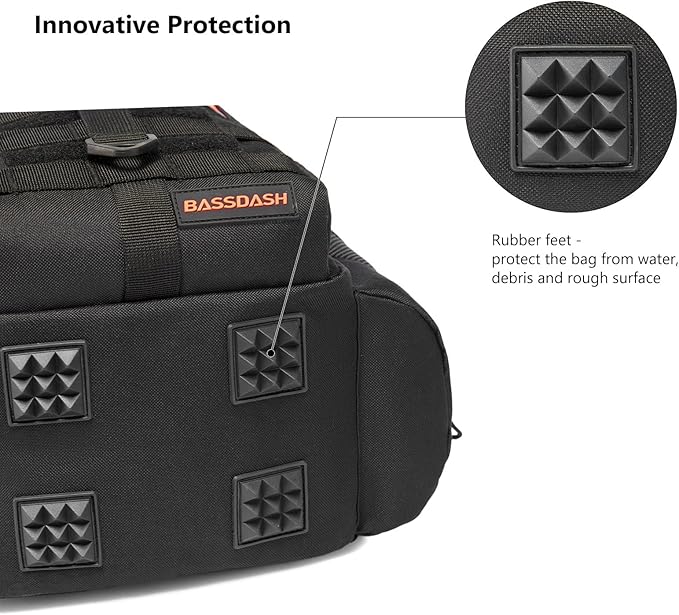 BASSDASH Convertible Fishing Backpack Sling Bag with Rod Holder, Adjustable Tactical Water-Resistant Tackle Storage Pack FP07