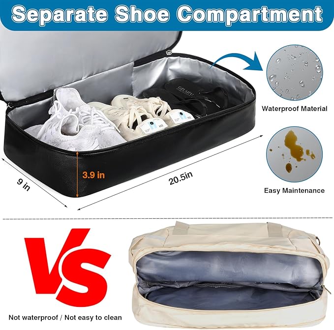 Weekender Bag for Women, Travel Duffel Bag Carry On Overnight Bag with Shoe Compartment Large Nylon Travel Weekend Tote Bag