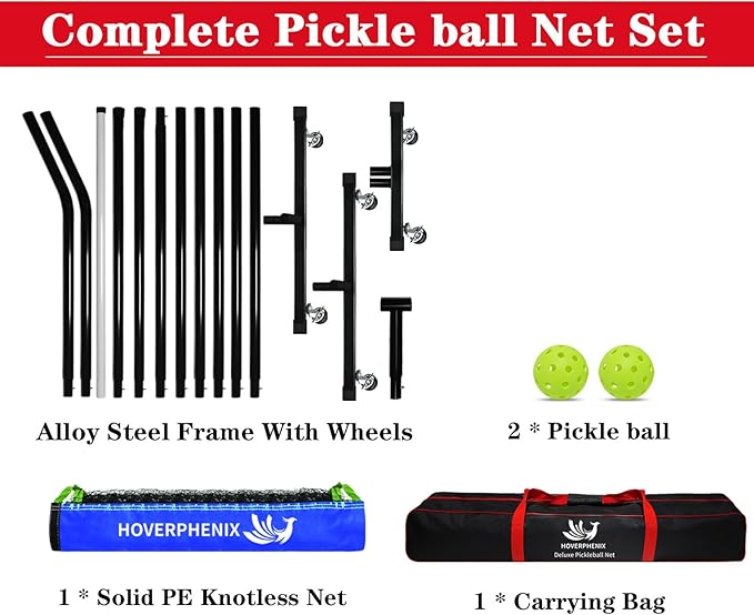 22FT Regulation Size Pickleball Net for Driveway, Outdoor Balls and Portable Carry Bag, Weather Resistance Strong Steel Frame