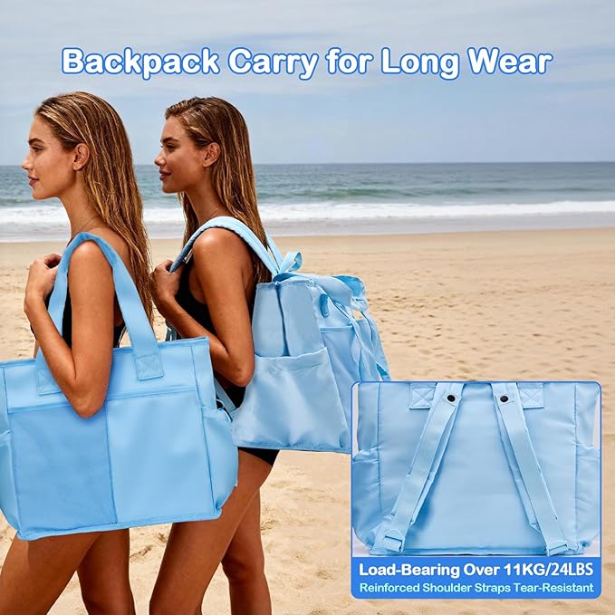 Odoland Soft Cooler Bag, Collapsible Leakproof Insulated Cooler Bag with Multi-Pocket Design, Portable Soft Side Cooler Backpack for Beach, Picnic, Camping, Travel and Daily Use for Women