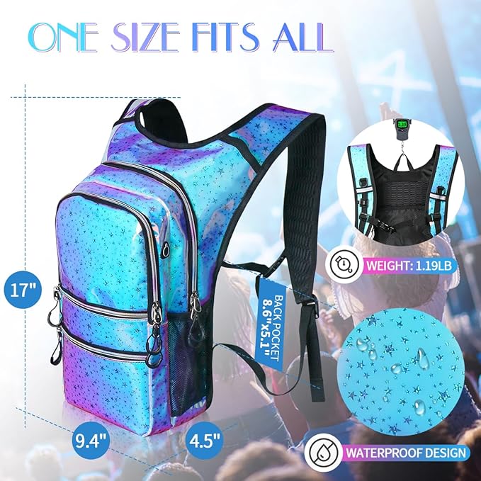 CITCAR Hydration Pack, Water Backpack with 3L Hydration Bladder Lightweight Insulation, Festival Essential, Rave Hydration Backpack, Hydropack Backpack for Rave, Hiking, Biking, Festival Gear