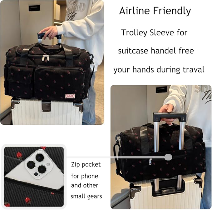 Gym Bag Sport Duffel Overnight Weekender Travel Bag with wet pocket and shoe pocket K02 Black