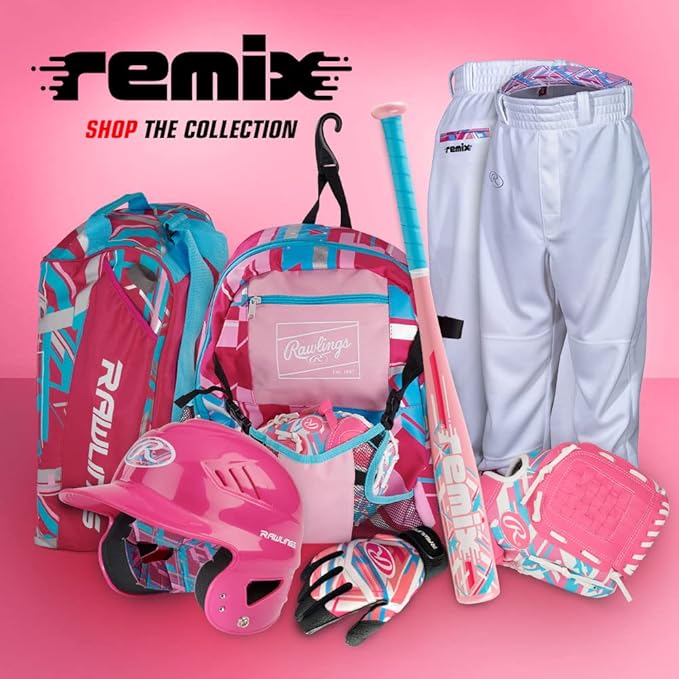 Rawlings | REMIX Backpack Equipment Bag | T-Ball & Youth Baseball/Softball | Pink (Pack of 6)