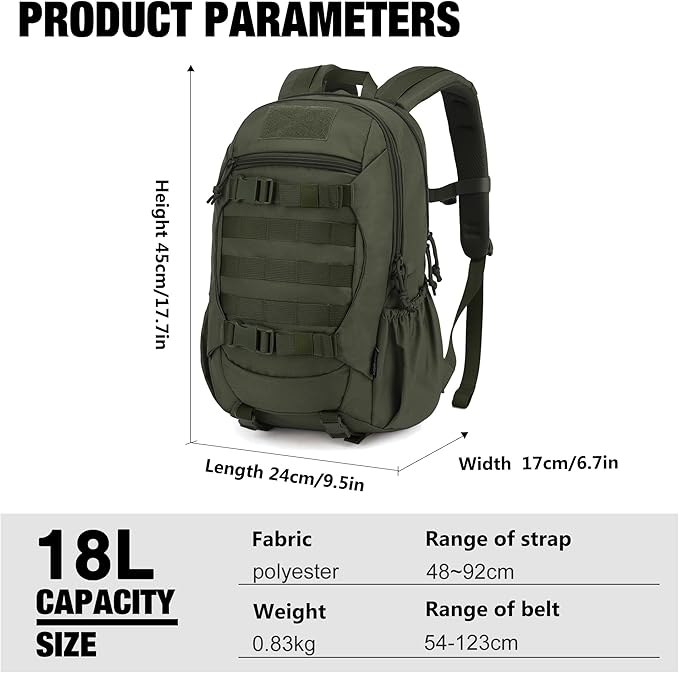 Mardingtop Tactical Molle Backpack for Men- 18L/28L EDC Hiking & Motorcycle Backpack