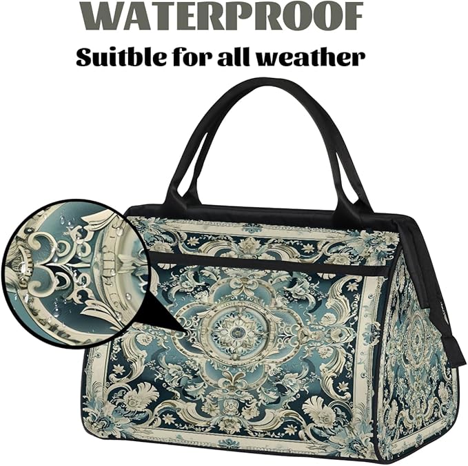 Travel Duffle Bag, Mandala Flower Carpet Overnight Weekender Tote Bag for Women Men Waterproof Carry On Luggage with Zipper Lightweight Sport Gym Bag for Traveling Yoga Camping Traveling Gifts