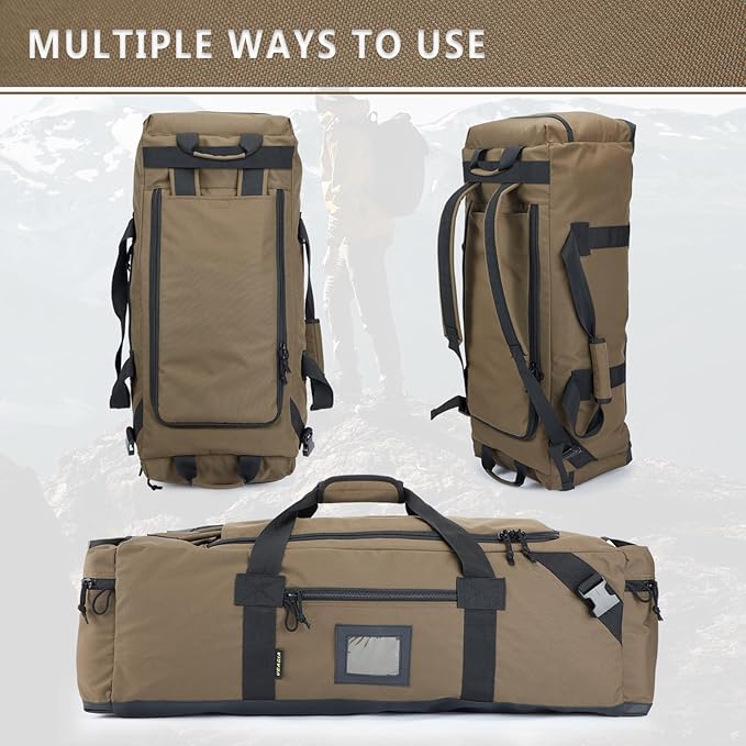 105l Large Duffel Bag For Travel, Gym & Sports - Water Repellent Polyester, Hidden Straps, Shoe Compartment - Perfect Luggage Duffle Bag Or Backpack For Men & Women