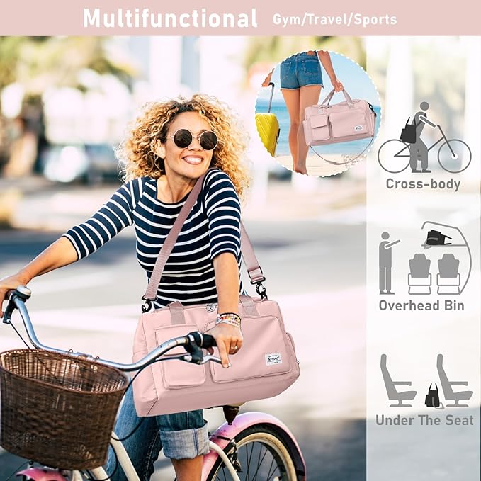 NPBAG Women Travel Duffel, Multi Functional Large Expandable Weekender Carry-on Tote, Gym Workout Overnight Bag, Mommy Hospital Bag for Labor and Delivery