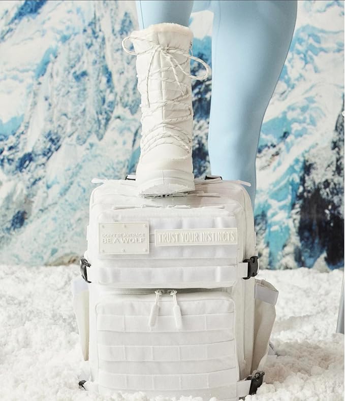 WOLFpak 35L Athletic Gym Backpack - Durable 1000D Waterproof Oxford Material with MOLLE Webbing, Laptop Pocket & Dual Cup Holders, Durable Fitness/Travel/Military Daypack (Snow Leopard)