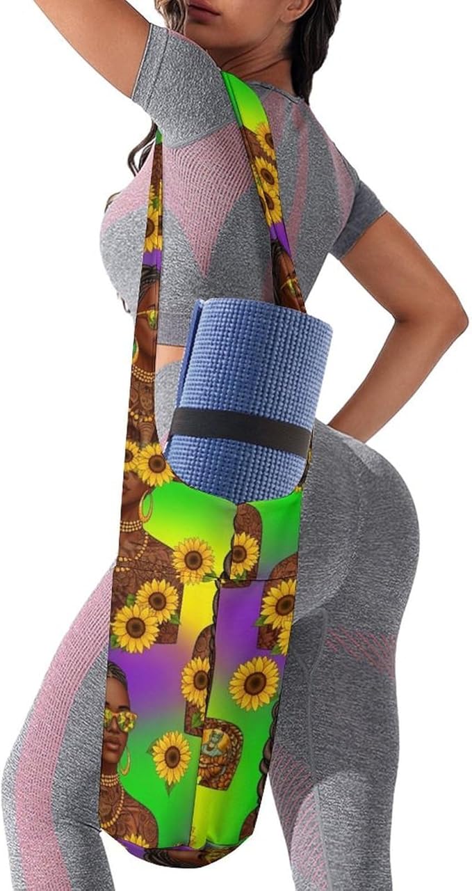 Aiyoolee Single Shoulder Yoga Mat Carrier Bag Portable Spacious with Pocket for Yoga Gym Fitness Travel
