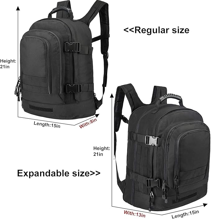 ZSearARMY Tactical Backpacks Assault Pack 3 Day Bag Expandable Backpack Out Bag Classic Case Travel Hiking(Black, Not with Belt)