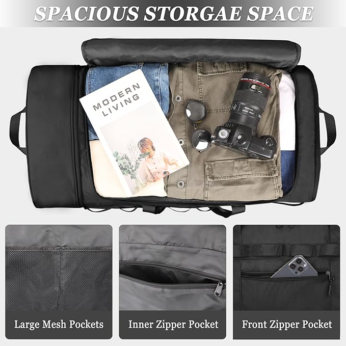 Rolling Duffle Bag with Wheels, 85L Expandable Rolling Duffel Bag for Travelling, Extra Large Foldable Carry on Travel Duffle Bag for Men