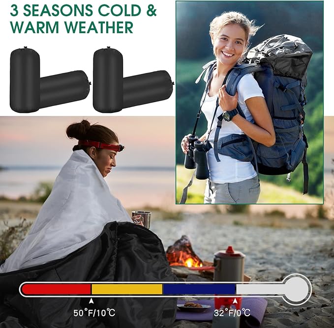 Tudomro 16 Pack Winter Camping Sleeping Bags Bulk for Homeless Adults Cold Weather Lightweight Waterproof Compact Backpacking Sleeping Bag Gifts for Travel Hiking Christmas