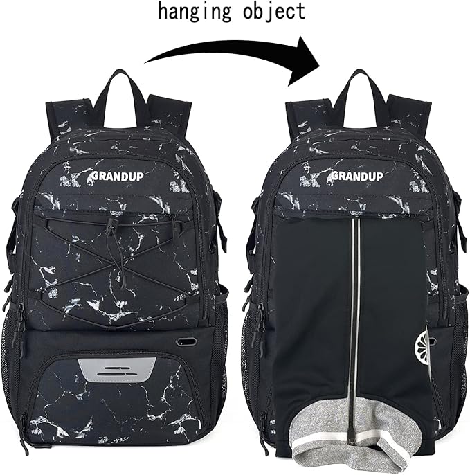 GRANDUP Basketball backpack with ball and shoes compartment Fit Volleyball, soccer, Swim, Gym, Travel, and School, large capacity sports training equipment bags