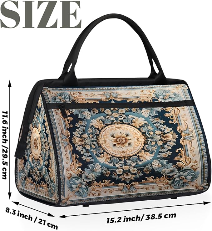 Travel Duffle Bag, Ethnic Mandala Florals Overnight Weekender Tote Bag for Women Men Waterproof Carry On Luggage with Zipper Lightweight Sport Gym Bag for Traveling Yoga Camping Traveling Gifts