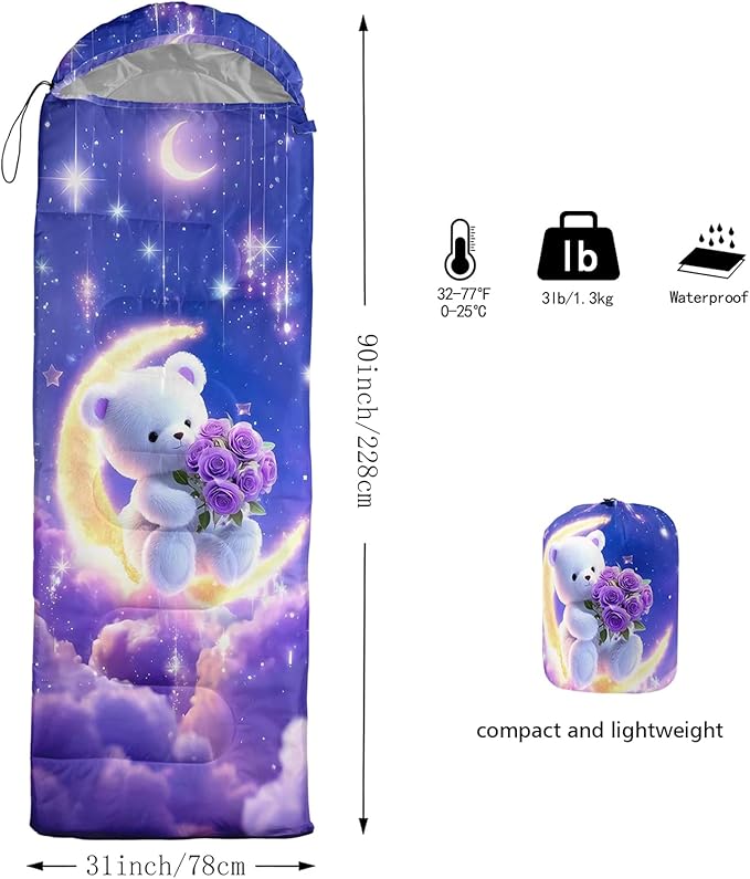 QOOMO Camping Sleeping Bags,3 Season Warm & Cool Weather,Lightweight,Waterproof Sleeping Bags for Adults & Kids,Traveling,and Outdoors,Camping Gear Equipment