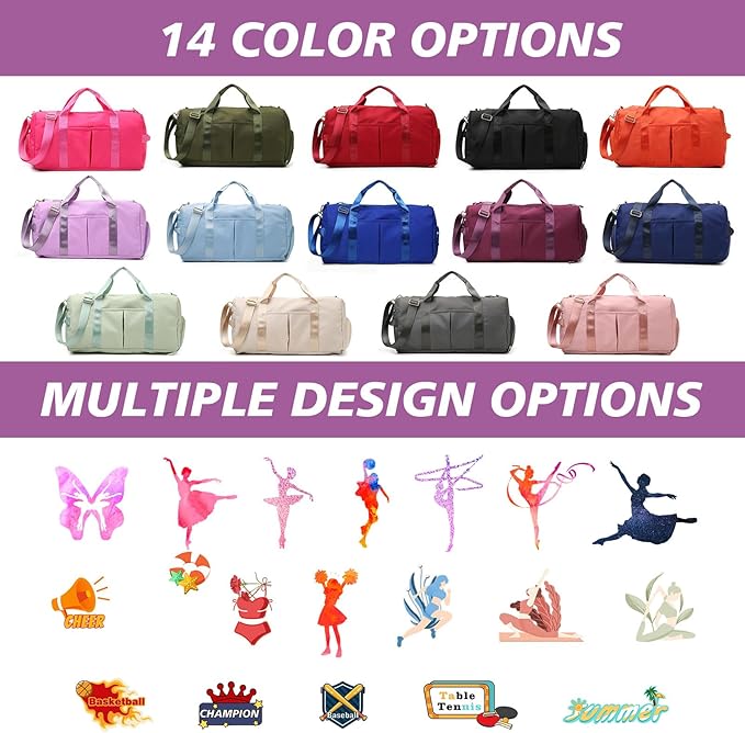 Custom Embroidered Sports Gym Bag, Personalized Duffel Bag Weekender Bag, Overnight Bag, Travel Bag for Women Men - With Shoe Compartment - Dry Wet Separated - Adjustable Shoulder Strap