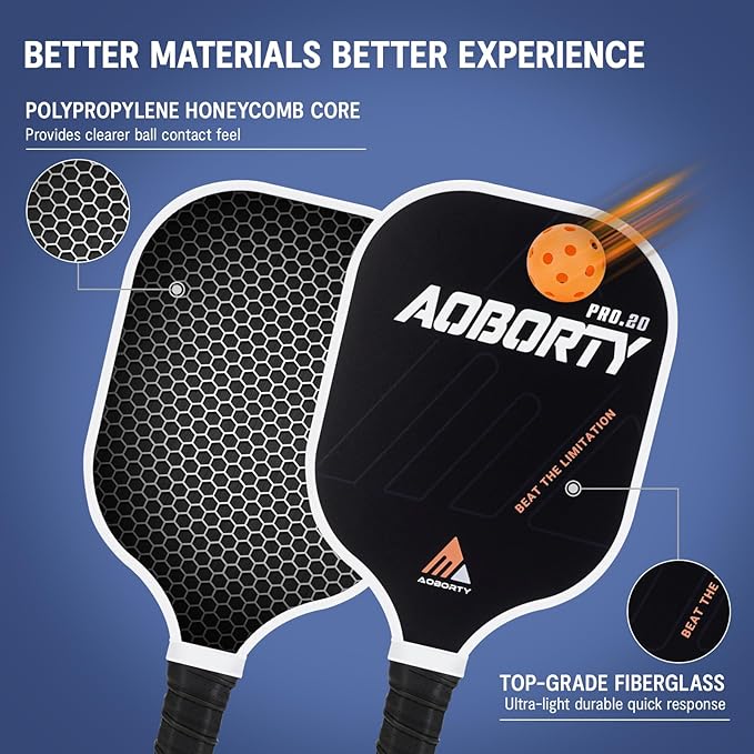 Pickleball Paddles 4 Pack - USAPA Light Graphite Premium Rackets Fiber Face & Polymer Honeycomb Core Pickleball Set with 4 Outdoor Indoor Balls Including Portable Carry Bag