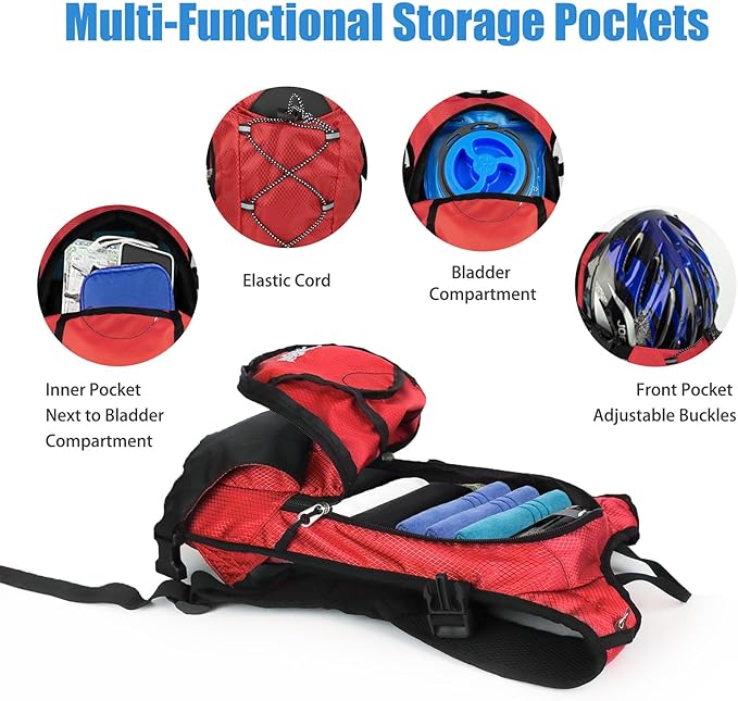 Zavothy Hydration Backpack with 2L Hydration Bladder Water Backpack for Hiking Hydration Pack for Running Cycling Hiking