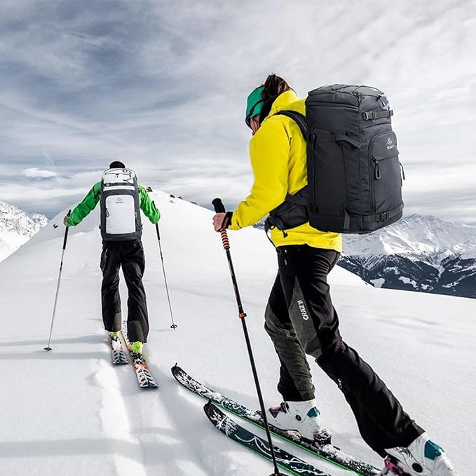 Ski Boot Bag, 55L/70L Waterproof Ski and Snowboard Boots Travel Backpack for Skis, Snowboard, Ski Helmet, Goggles, Gloves & Accessories