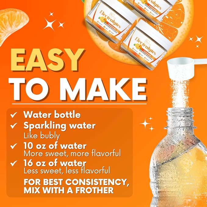 Zero Sugar - Tangerine Electrolytes Powder - Refreshing Hydration - Caffeine Free Energy with All Natural Ingredients - Vegan, Keto & Paleo - Sugar Free Electrolytes Hydration Drink Mix - 30 Servings