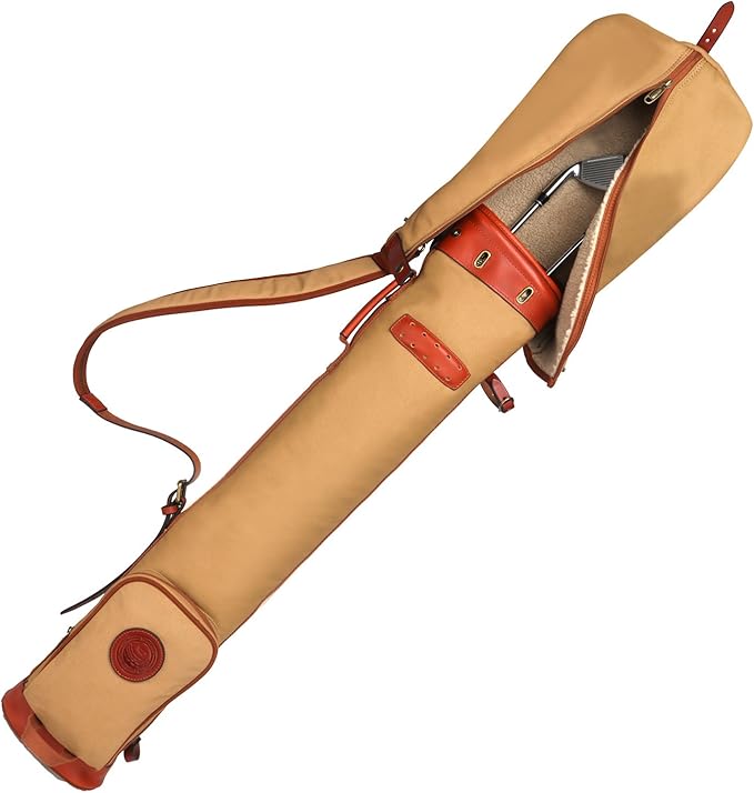 Tourbon Vintage Golf Club Carry Bags Travel Case - Canvas and Leather