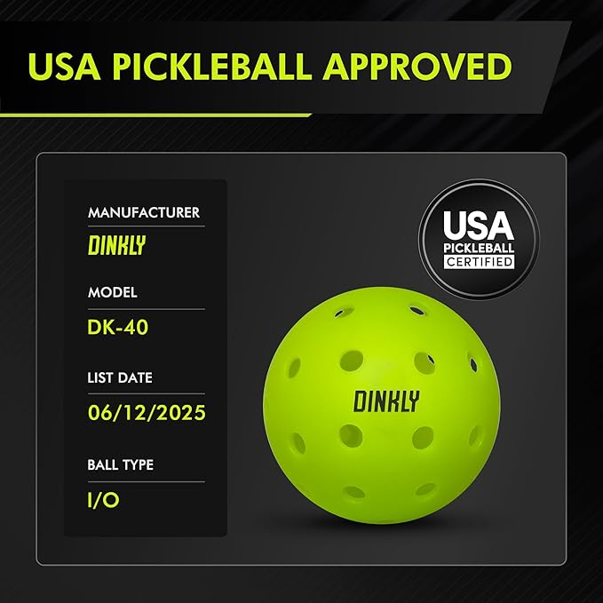 Pickleball Balls, Outdoor Pickleballs USAPA Approved, Enhanced Durability Pickle Ball with Roto-Molded & Seamless Design, 40 Holes Green Pickleballs for Beginners Professionals