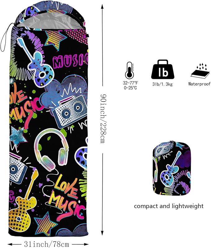 Galaxy Wolf Camping Sleeping Bags Warm & Cool Weather Waterproof Backpacking Blue Purple Starry Sky Sleeping Bag All Seasons Camping, for Adult Kids Boy Girls Camping Gear Equipment, Traveling