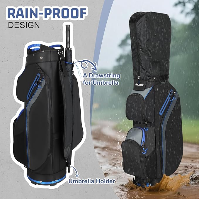 Cart Golf Bag 15 Way Organizer Divider Top Golf Club Bags Lightweight Golf Cart Bags for Men Women with Cooler, Rain Cover