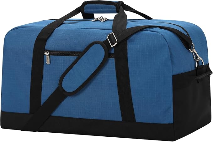 21 inch Gym Bag for Men - 40L Travel Duffel Bag Sport Duffle Bags for Weekend Overnight with Bottom Support (Blue）
