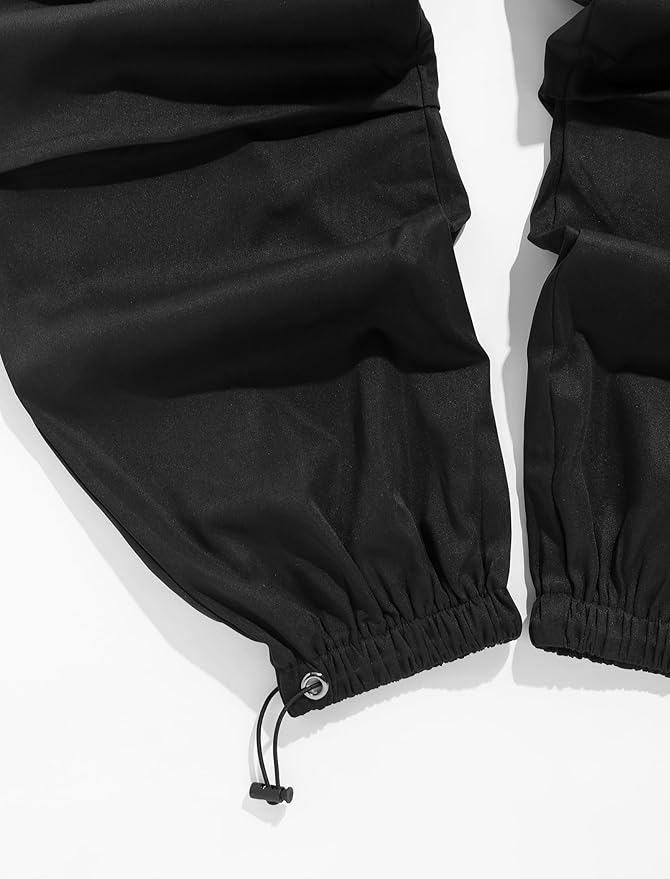 ZAFUL Men's Parachute Pants Casual Baggy Cargo Drawstring Trouser