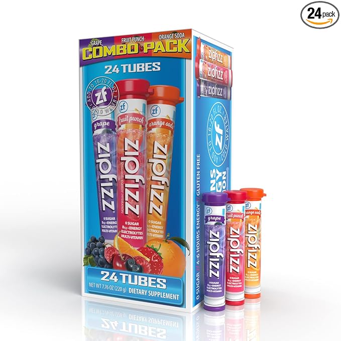 Zipfizz Energy Drink Mix, Electrolyte Hydration Powder with B12 and Multi Vitamin, Combo Pack (24 Pack)