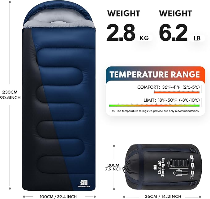 XXL Winter Sleeping Bags for Adults Cold Weather,Camping Sleeping Bag for Kids with Compression Sack,4 Season Camping Essentials Gear for Hiking,Traveling,Outdoor,Backpacking,Climbing