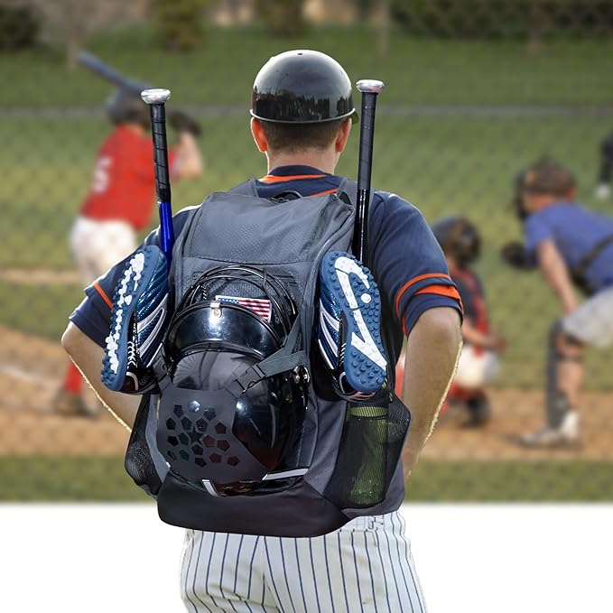 | Baseball Bag Softball Bat Bag, Double-layer Baseball Backpack Adult with Gear Klip To Hold Baseball Glove, Baseball Essential Gear, Youth Baseball Bag for Boys, Girls, Baseball Accessories