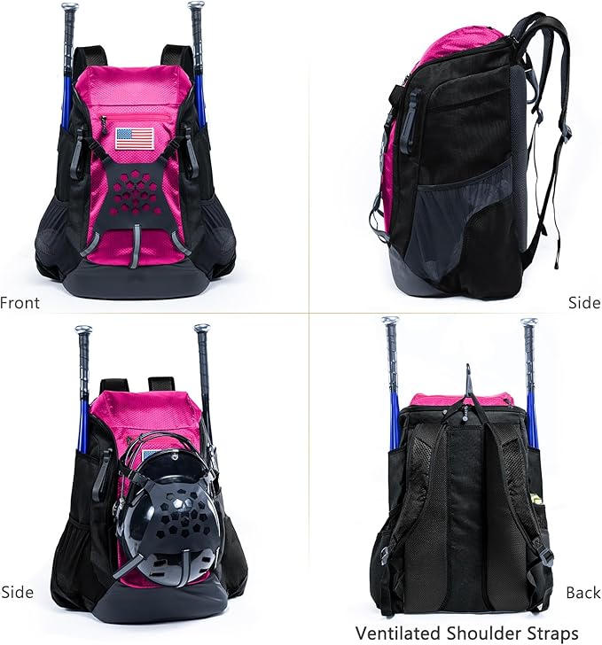 | Baseball Bag Softball Bat Bag, Double-layer Baseball Backpack Adult with Gear Klip To Hold Baseball Glove, Baseball Essential Gear, Youth Baseball Bag for Boys, Girls, Baseball Accessories