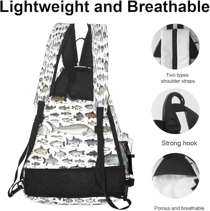 Pickleball Bag Sea Fish Pickle Ball Backpack for Women Men Premium Lightweight Crossbody Sling Bag Sports Backpack for Pickleball Paddle Tennis