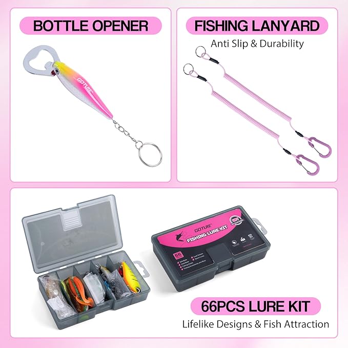 Goture Fishing Rod and Reel Combo - Green Telescoping Fishing Pole Portable Travel Kit with Carrier Bag for Freshwater Saltwater