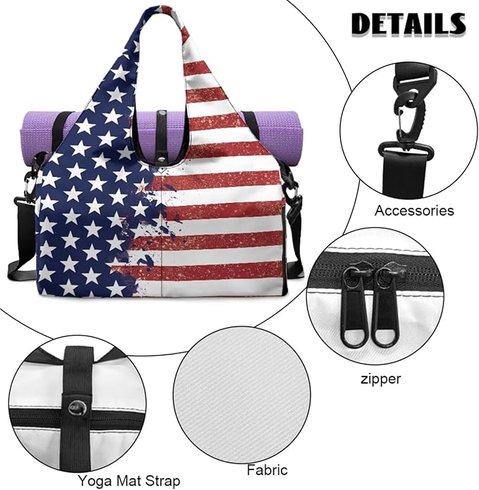 ZCFYGDX Yoga Gym Bag with Removable Adjustable Shoulder Strap, Shoe Compartment & Top Yoga Mat Holder 17.72x8.66x9.84in
