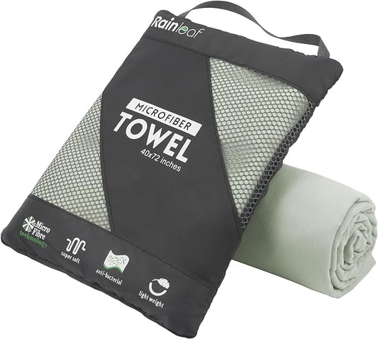 Rainleaf Microfiber Towel Perfect Travel & Gym & Camping Towel. Quick Dry - Super Absorbent - Ultra Compact - Lightweight. Suitable for Trip, Beach, Shower, Backpacking, Pool