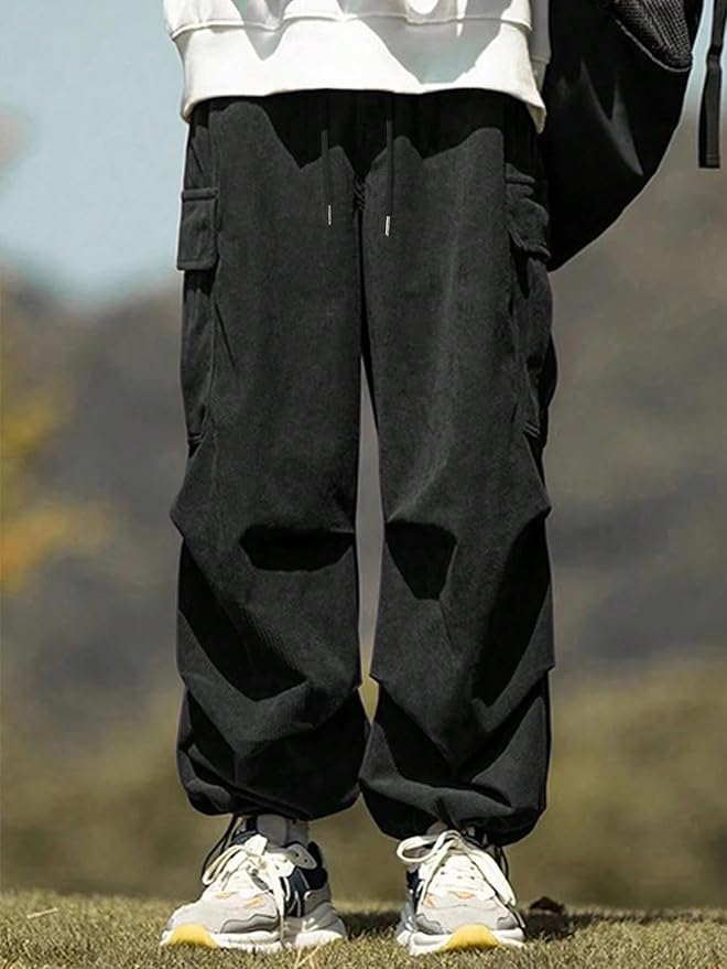 ZAFUL Men's Parachute Pants Casual Baggy Cargo Drawstring Trouser