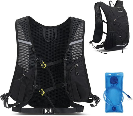 YAPJEB Hiking Hydration Vest Backpack 18L Lightweight with 2L Water Pack Bladder Daypack for Men Women Cycling, Running, Hiking and Biking (03 Black 18L + 2L Bladder)