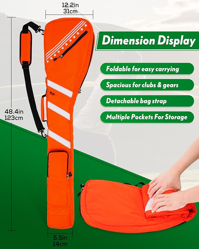 Big Teeth Golf Sunday Bag, Small Golf Bag Lightweight, Par 3 Golf Bag for A Few Clubs Driving Range, Practice with Carry Shoulder Strap Foldable Multi-Colour