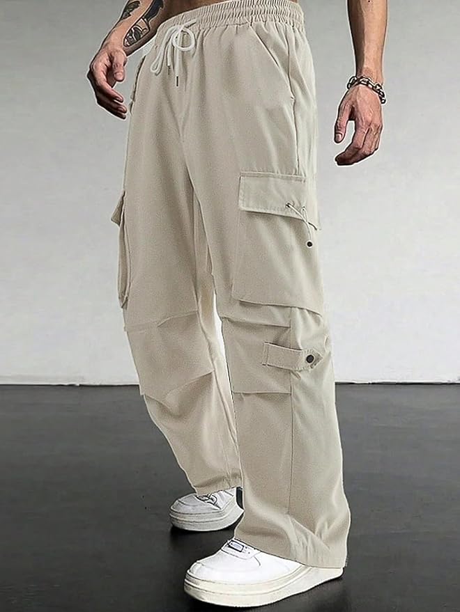 ZAFUL Men's Parachute Pants Casual Baggy Cargo Drawstring Trouser