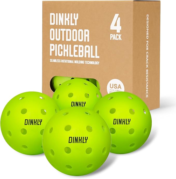 Pickleball Balls, Outdoor Pickleballs USAPA Approved, Enhanced Durability Pickle Ball with Roto-Molded & Seamless Design, 40 Holes Green Pickleballs for Beginners Professionals