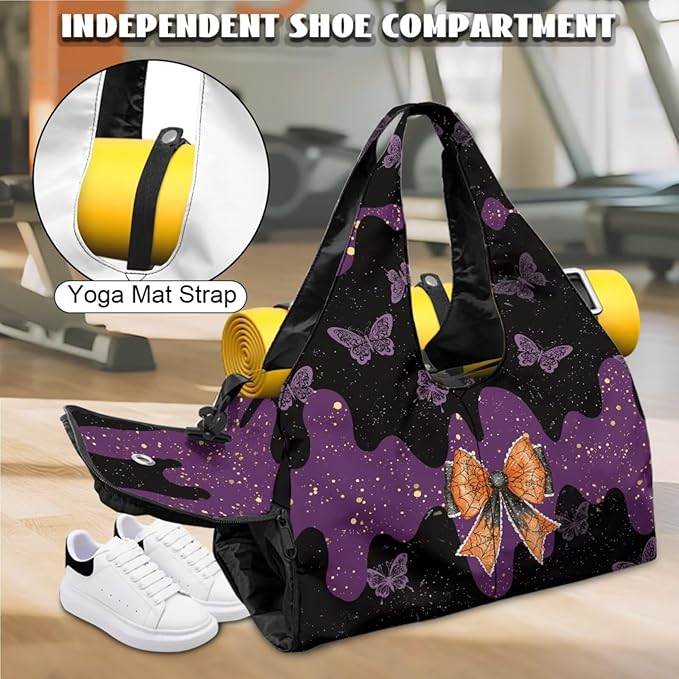 ZCFYGDX Yoga Gym Bag with Removable Adjustable Shoulder Strap, Shoe Compartment & Top Yoga Mat Holder 17.72x8.66x9.84in