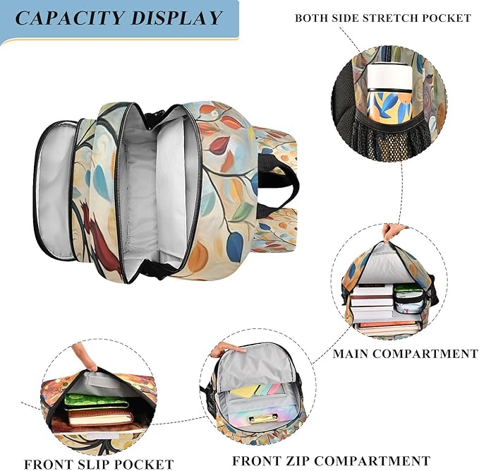 ALAZA Tree of Life Rainbow Birds Laptop Backpack Purse for Women Men School Bag 17 Inch Bookbag Student Boys Girls Travel Casual Daypack