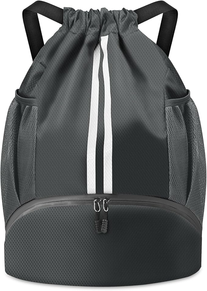 BROTOU Soccer Bags, Football Backpack, Volleyball Bag, Drawstring Backpack with Ball and Shoe Compartment, Football bags for Equipment Swim Gym Bag