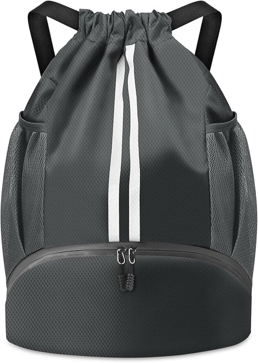 BROTOU Soccer Bags, Football Backpack, Volleyball Bag, Drawstring Backpack with Ball and Shoe Compartment, Football bags for Equipment Swim Gym Bag